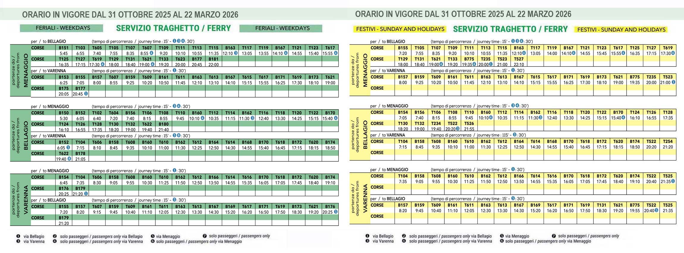 Orari traghetti sul lago di Como